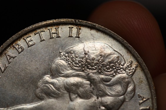 1966-Round-50-Cent-Lamination/Planchet-Flaw/Crack