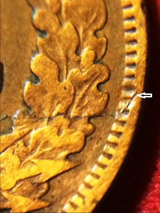 1905-Indian-Head--Die-Crack-Side-To-Side-Reverse