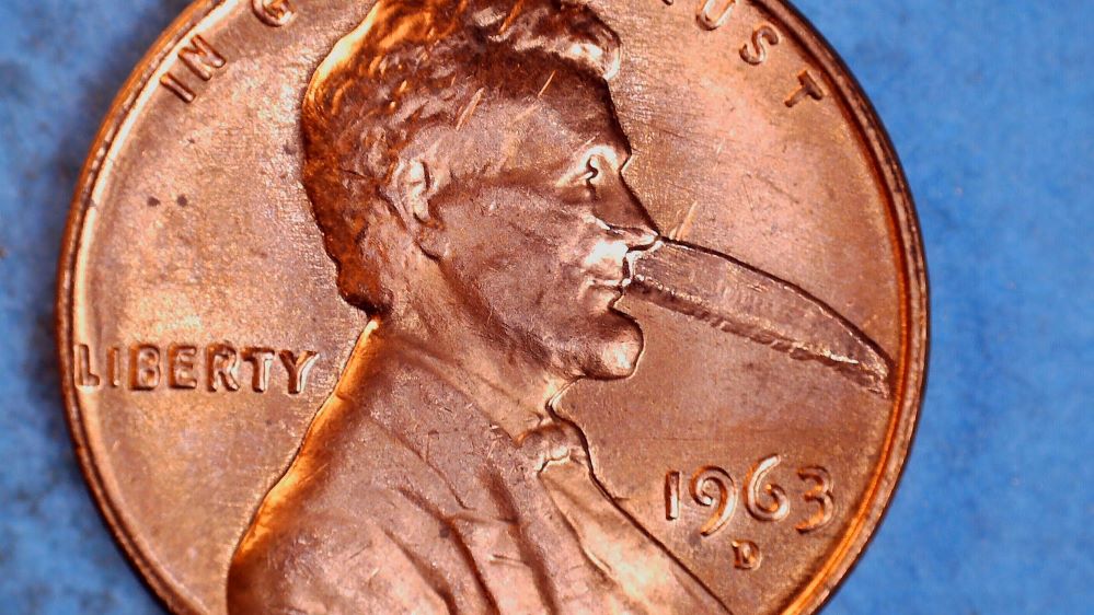 1963-D-Lincoln-Cent-Lamination-Error-Or-Pm-Damage