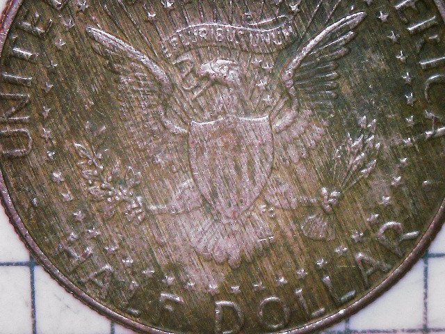 1992-P-Kennedy-Half,-Interesting-Toning-On-Reverse