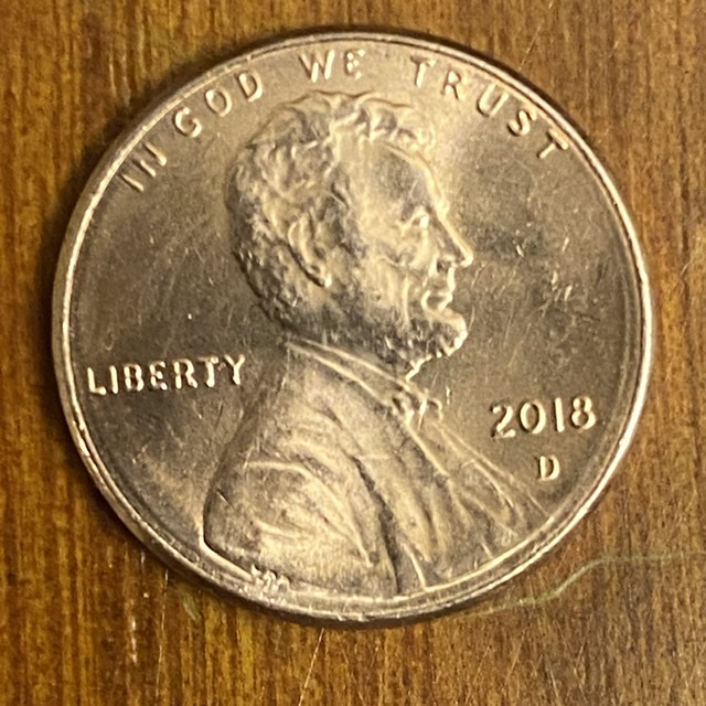 2018-D-Penny:-Ring-Around-The-Perimeter-Of-Both-Sides-Of-Coin