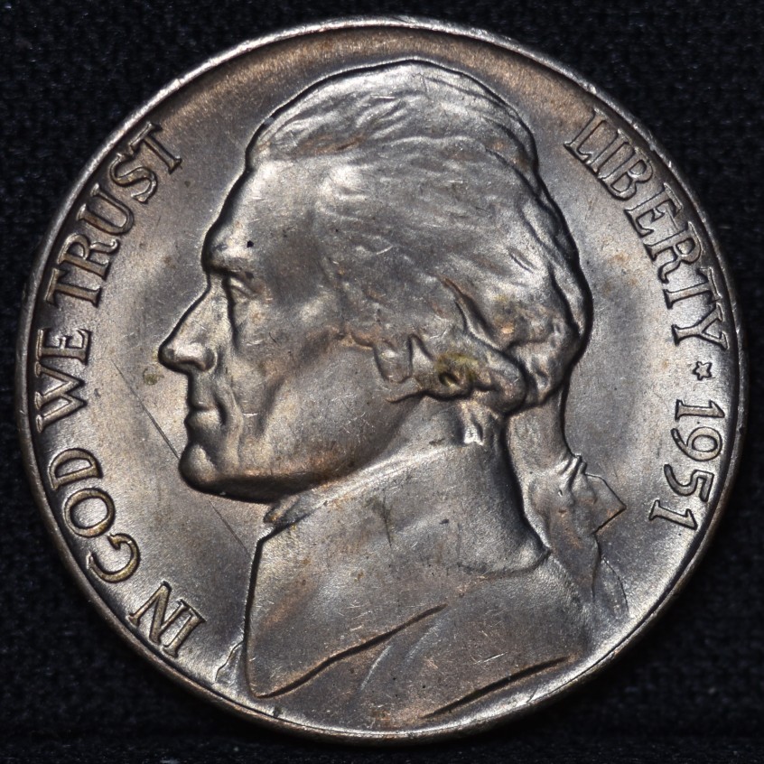 1951-D-Speared-Jefferson-Nickel-Die-Gouge