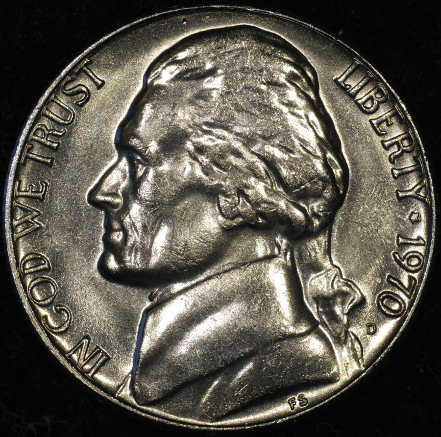 Dark-Toning-On-1970-D-Nickel-From-Mint-Set,-Bb?