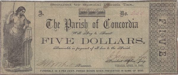 5-Dollar-Bill,-Parish-Of-Concordia,-Louisiana-April,-15.1862