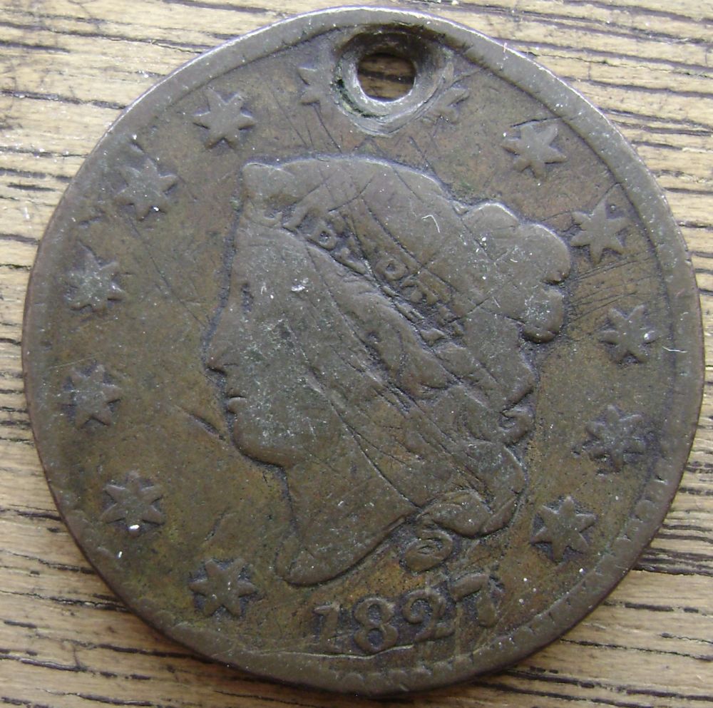 Holed-1827-And-1847-Large-Cents