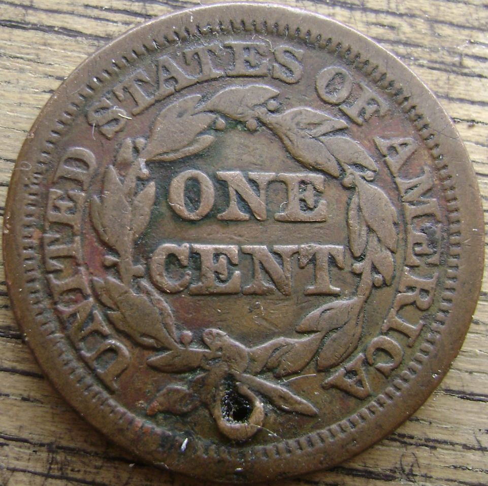 Holed-1827-And-1847-Large-Cents