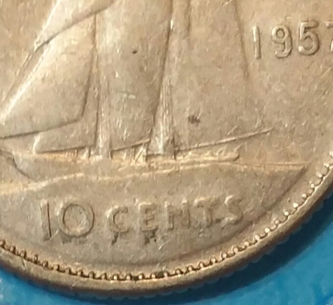 1957-Canadian-10-Cent.-Does-The-Mint-Still-Use-Dot-Marking?