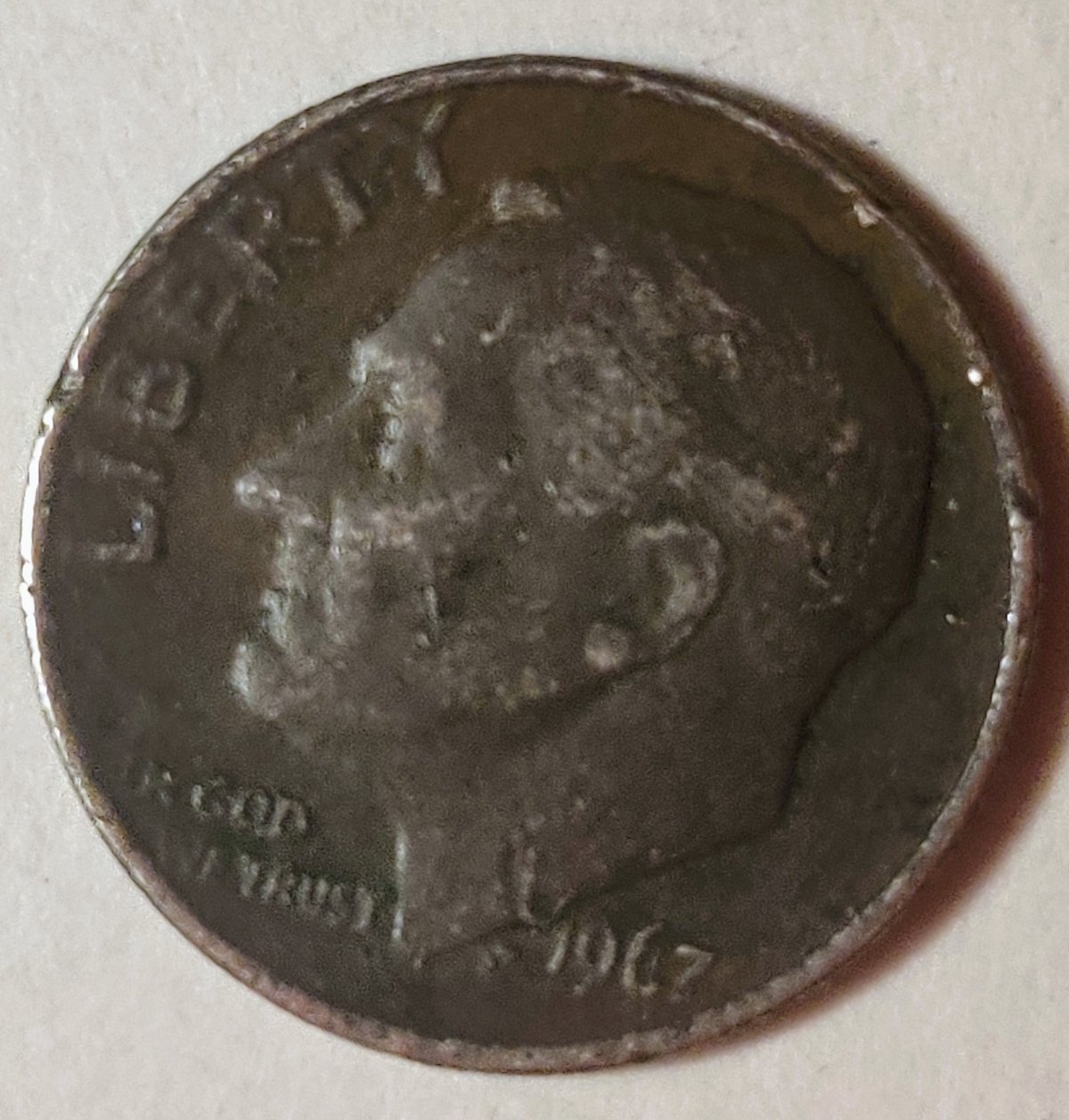 1967-No-Mint-Mark-Dime,-No-Clad-Error?