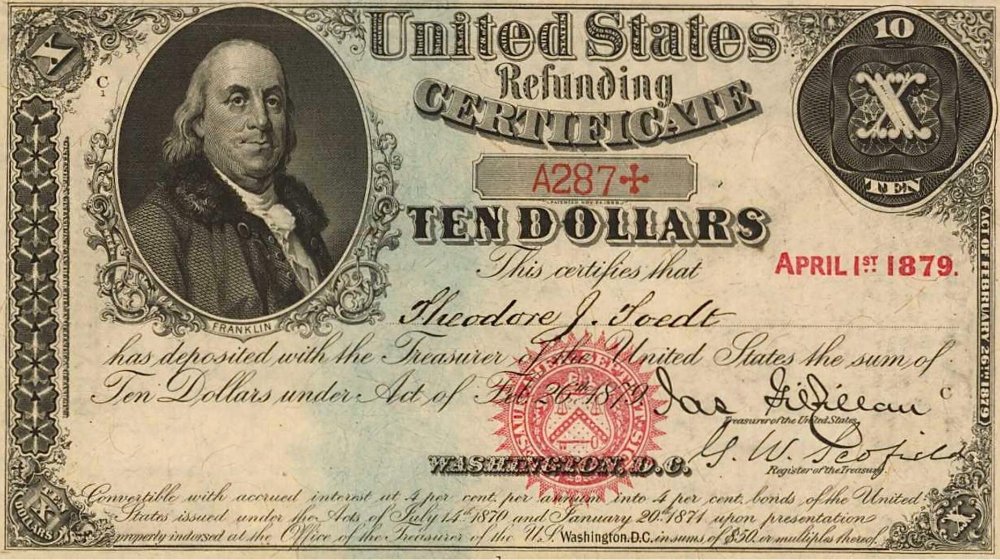 A-Bit-Rarer-Addition-To-My-US-Currency-Type-Set---An-1879-$10-Refunding-Certificate