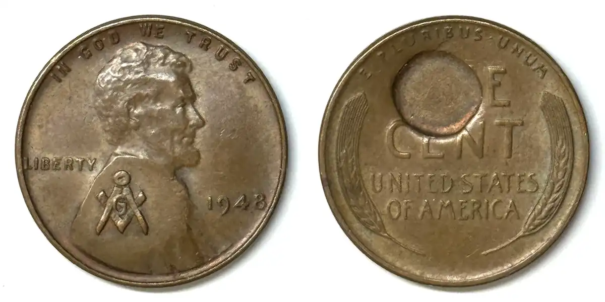 Masonic-Tokens,-Coins-And-Counter-Stamped-Pennies