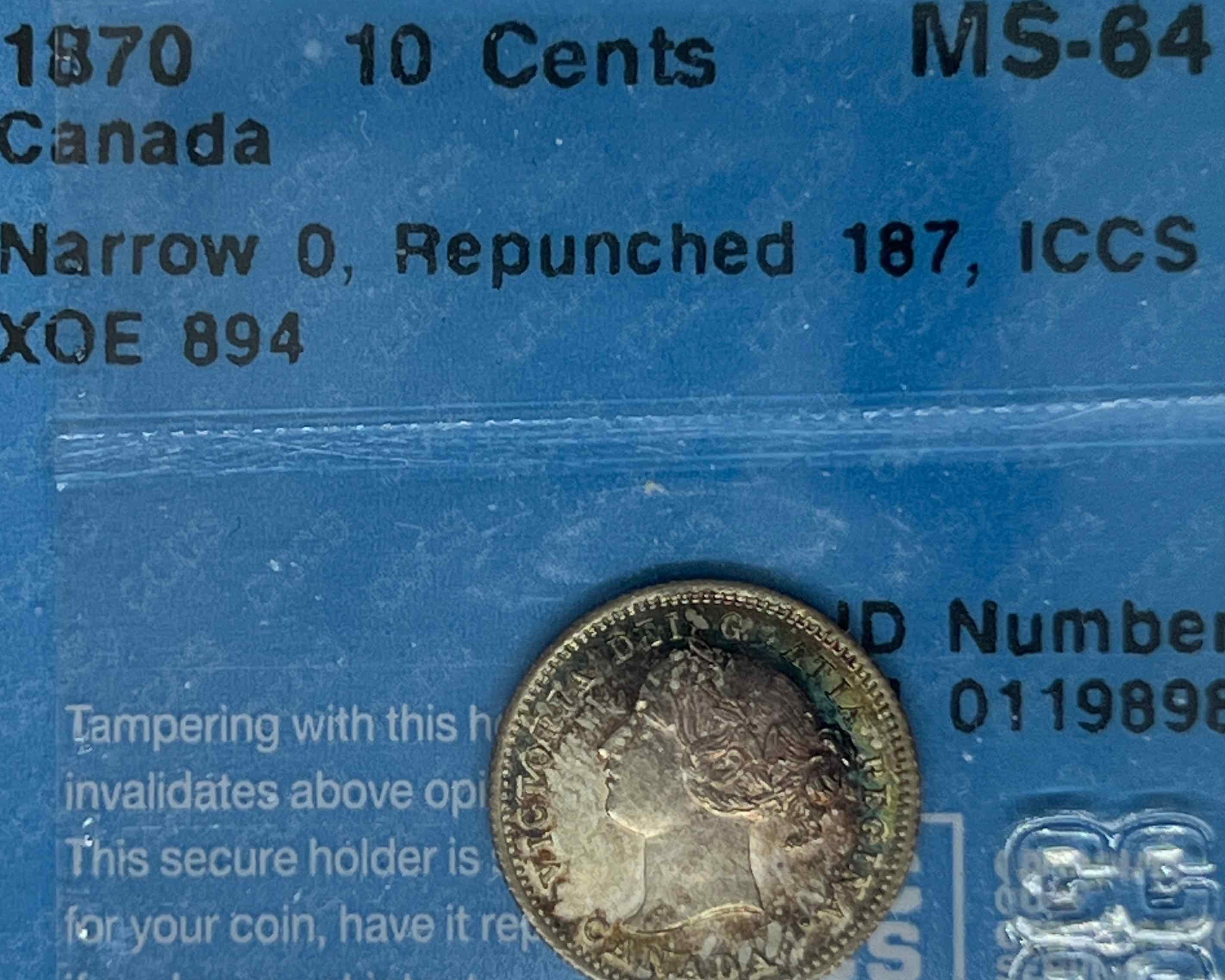 Canada-CCCS-10-Cents-1870-MS-64-Narrow-0-Doubling-187