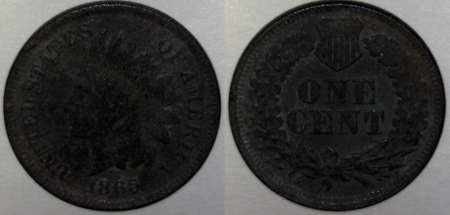 1865-Indian-Head-Cent,-Fancy-5?-Pretty-Rough-Coin