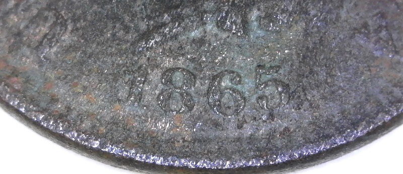 1865-Indian-Head-Cent,-Fancy-5?-Pretty-Rough-Coin