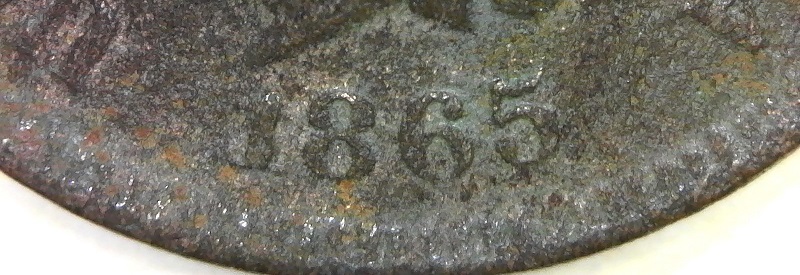 1865-Indian-Head-Cent,-Fancy-5?-Pretty-Rough-Coin