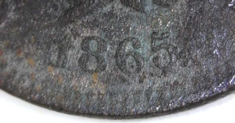 1865-Indian-Head-Cent,-Fancy-5?-Pretty-Rough-Coin