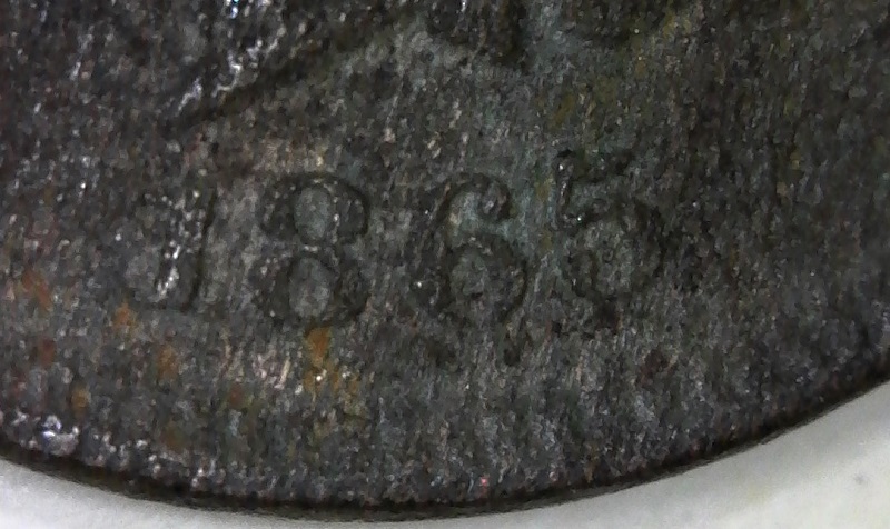 1865-Indian-Head-Cent,-Fancy-5?-Pretty-Rough-Coin