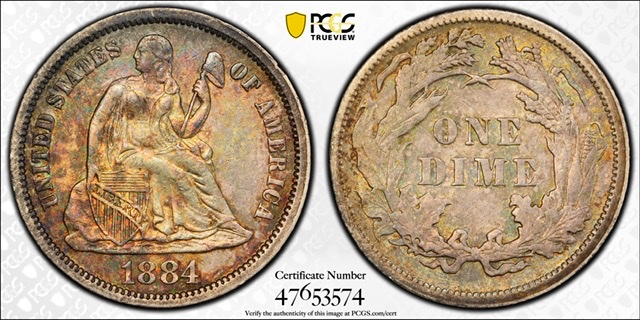 How-Much-Is-This-PCGS-AU-55-1884-Toned-Seated-Dime-Worth?