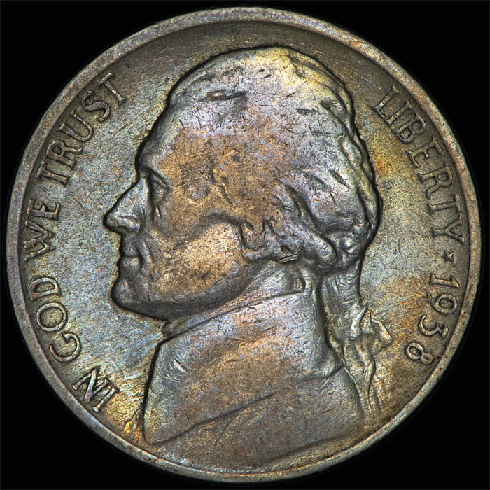 Toned-Jefferson-Nickel-1938-S