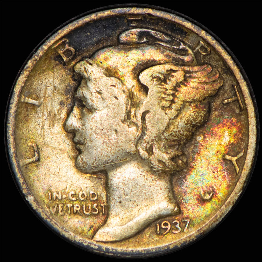 1937-Mercury-Dime----Toning