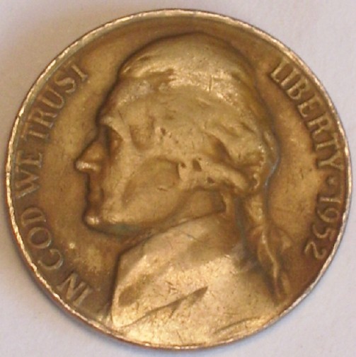 1952-S-Jefferson-5c-Withh-Odd-Tan/Buff-Color