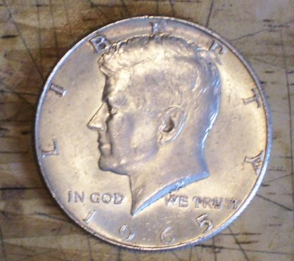 1965-Kennedy-Half-Dollar..not-Showing-Any-Copper-On-Rim