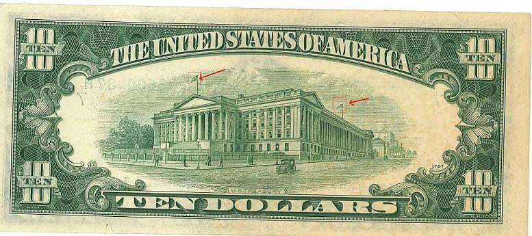 1950-Ten-Dollar-Note-With-Upside-Down-Flag