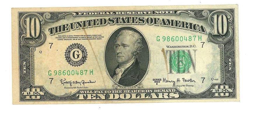1950-Ten-Dollar-Note-With-Upside-Down-Flag