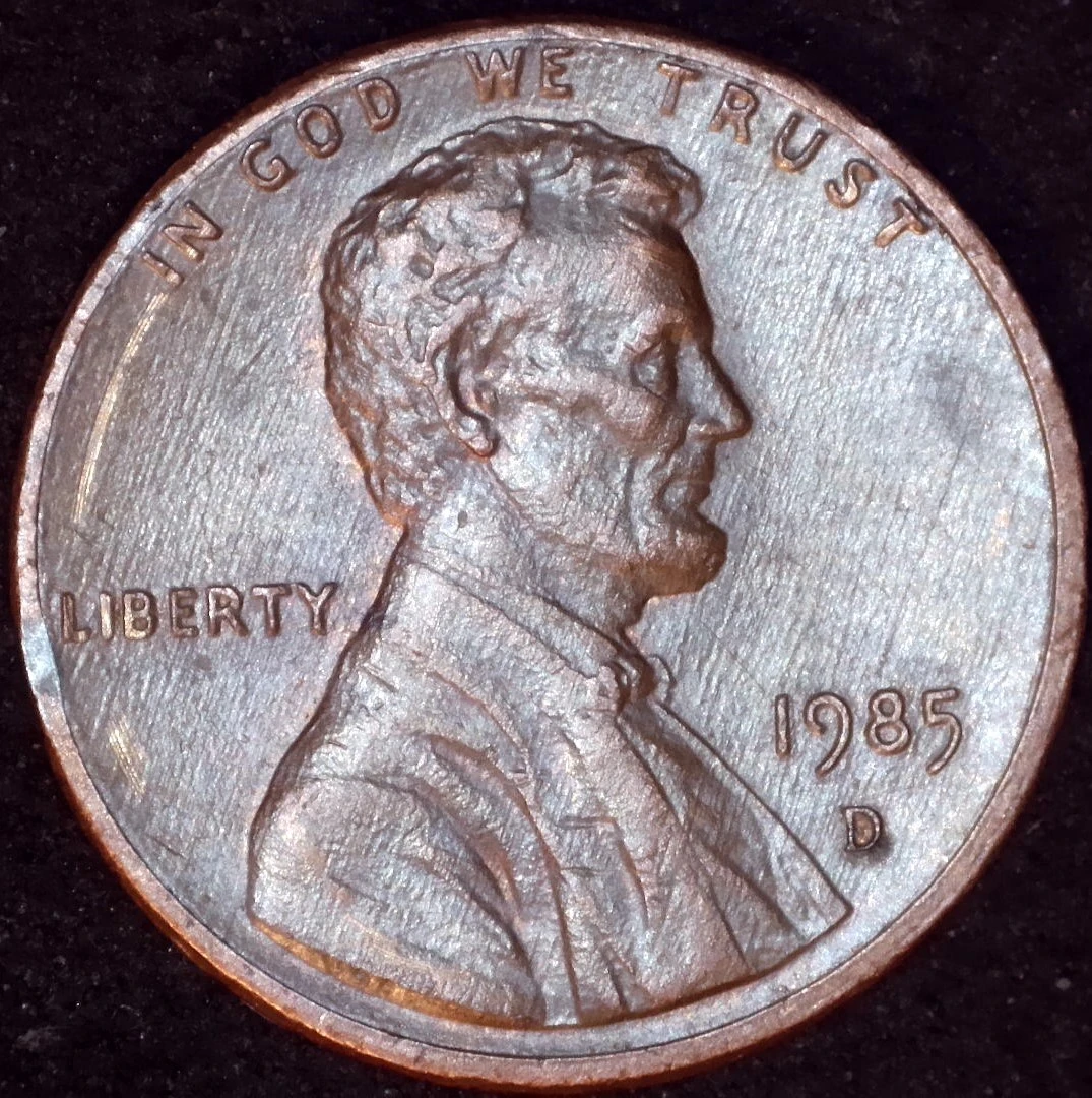 1985-D-Penny-Improper-Annealing?-Double-Ear-Possibly?