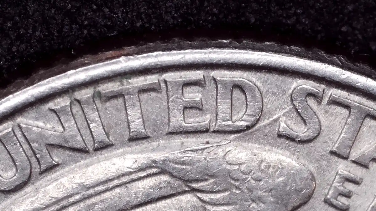 1997-P-Quarter-Die-Chip-Or-Die-Crack-On-Clipped-Wing?-Mint-Mark-Thick?