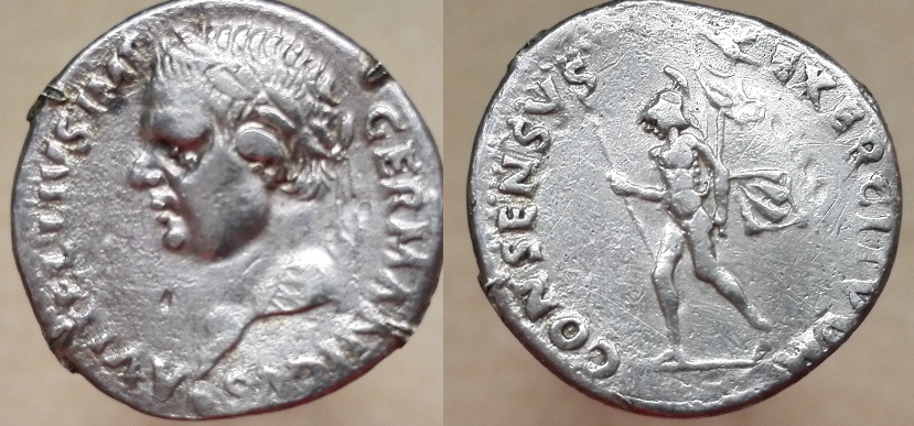 Out-Mine-Collection;-Vitellius--Tarraco-Silver-Denarius-Mars