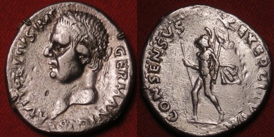 Out-Mine-Collection;-Vitellius--Tarraco-Silver-Denarius-Mars