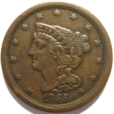 1855-Braided-Hair-Half-Cent-For-Grading
