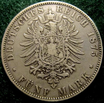 Saxony-1875-E-5-Marks-For-Grading