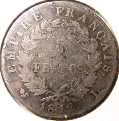 France-1812-L-5-Francs-Napoleon-Bonaparte-For-Grading
