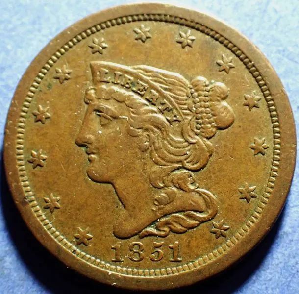 1851-Braided-Hair-Half-Cent-For-Grading