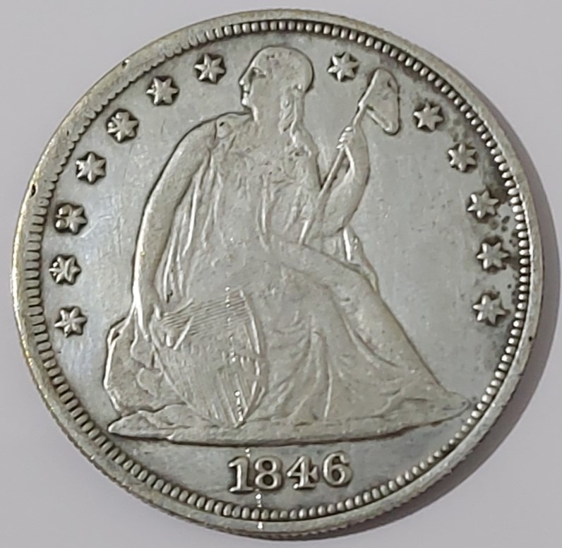 Regarding-1846-Sitting-Liberty-Silver-One-Dollar-With-Error