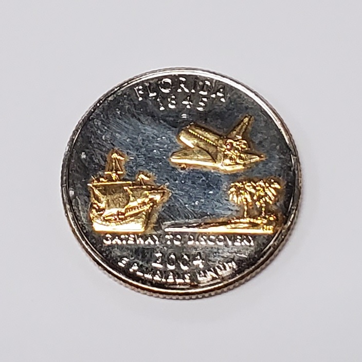 2004-Florida-Quarter-With-State-Specific-Designs-In-Gold