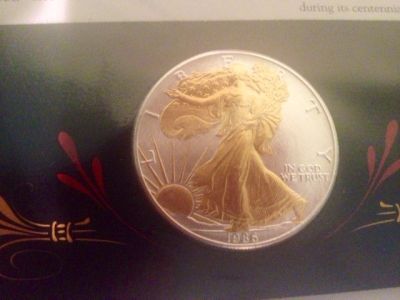 U-S-Silver-Eagle-Coins-With-Gold-In-Lay.