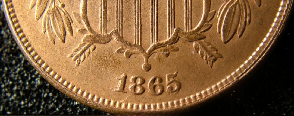 1865-2-Cent-Repunched-Date-Plain-5-Repunched-Over-Fancy-5