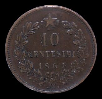 1867-10-Centisimi-For-Grading