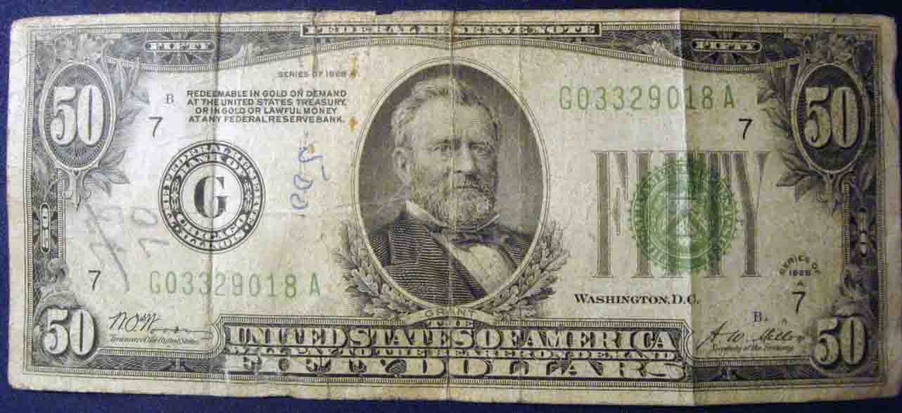 Worn-$50-Bill-Series-1928:--Guesses-About-Value?
