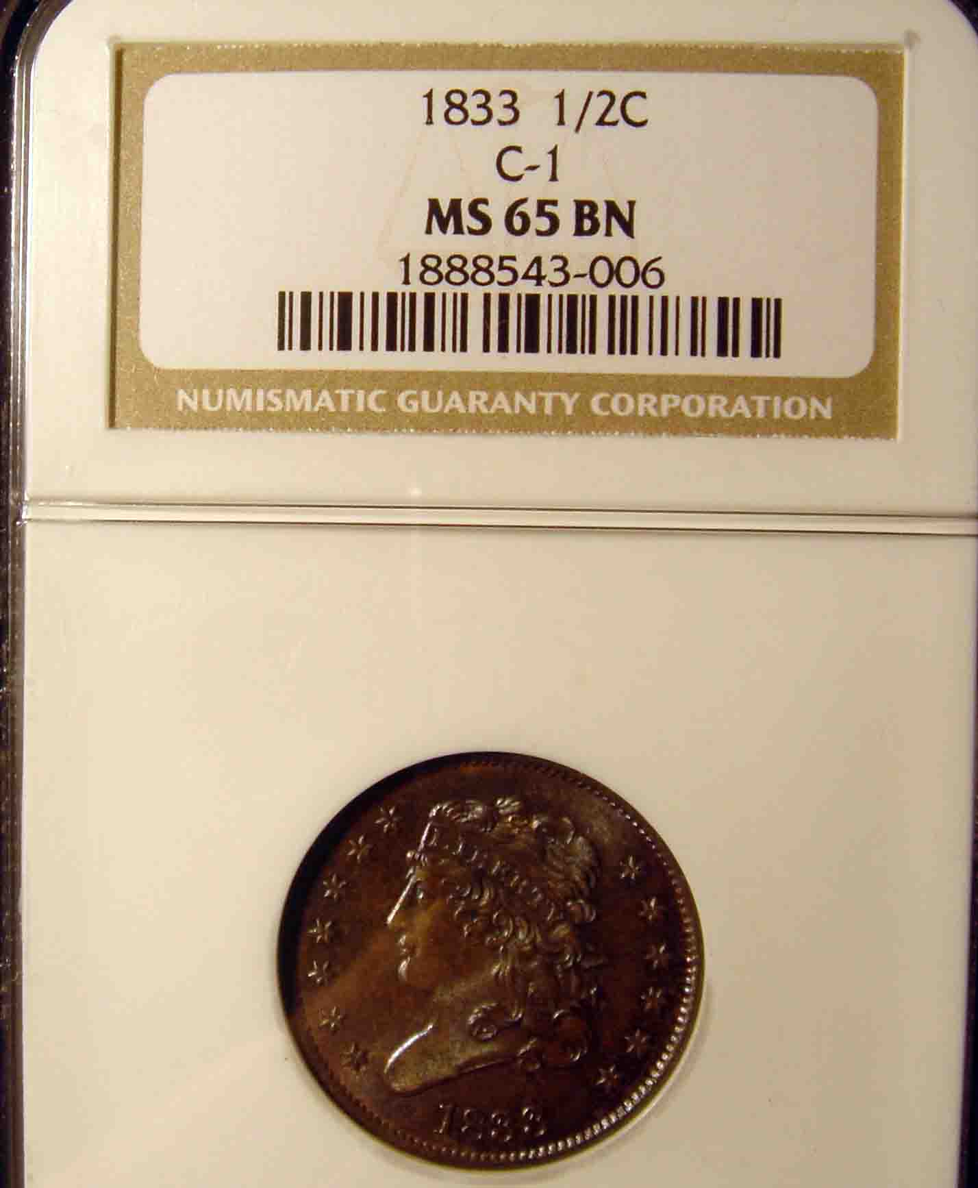 1833-Half-Cent