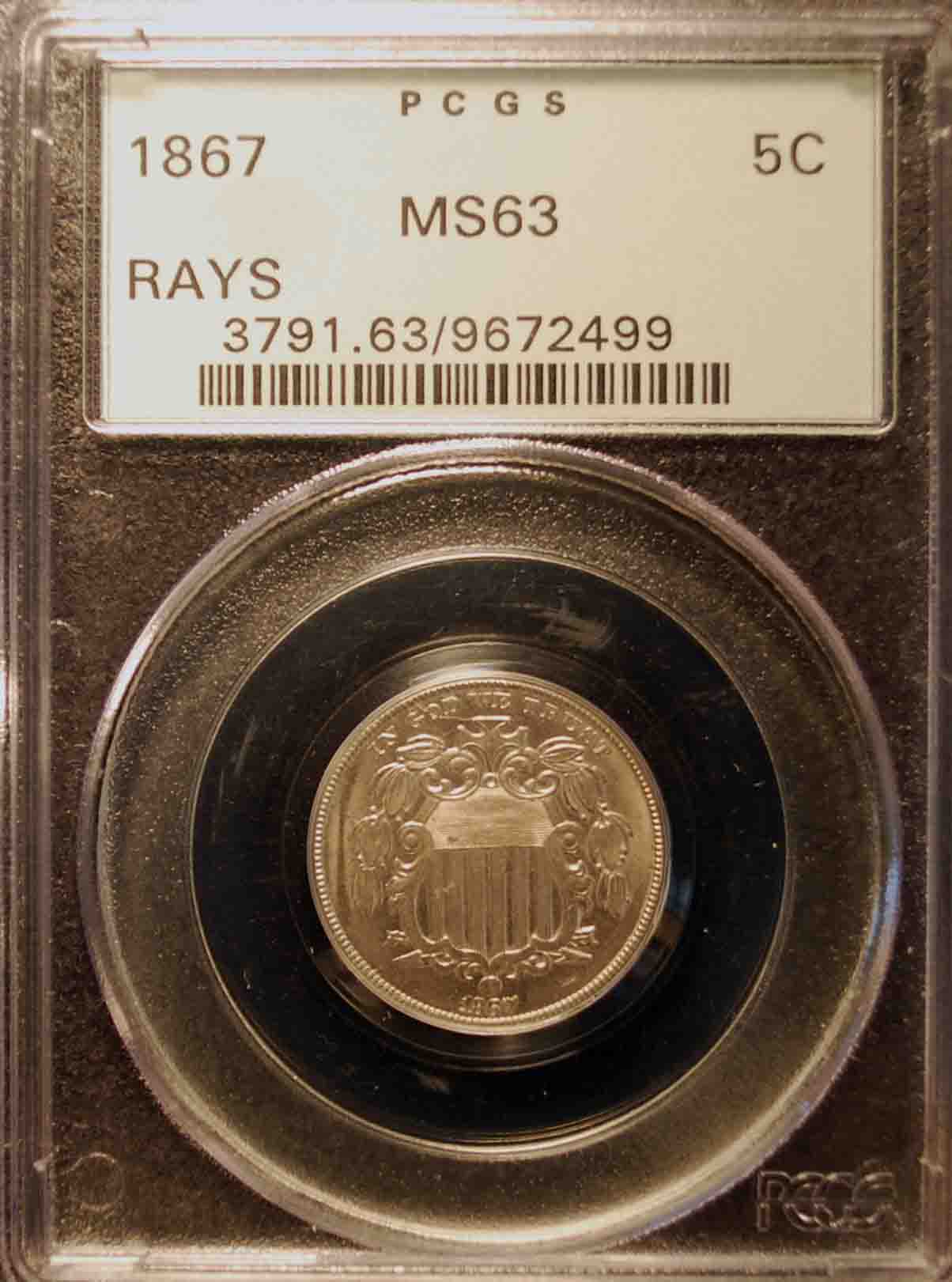1867-Shield-Nickel,-With-Rays