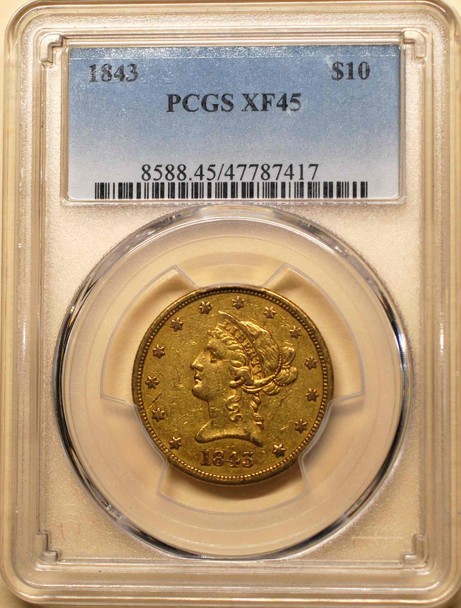 1843-Liberty-Gold-Eagle-In-PCGS-Slab