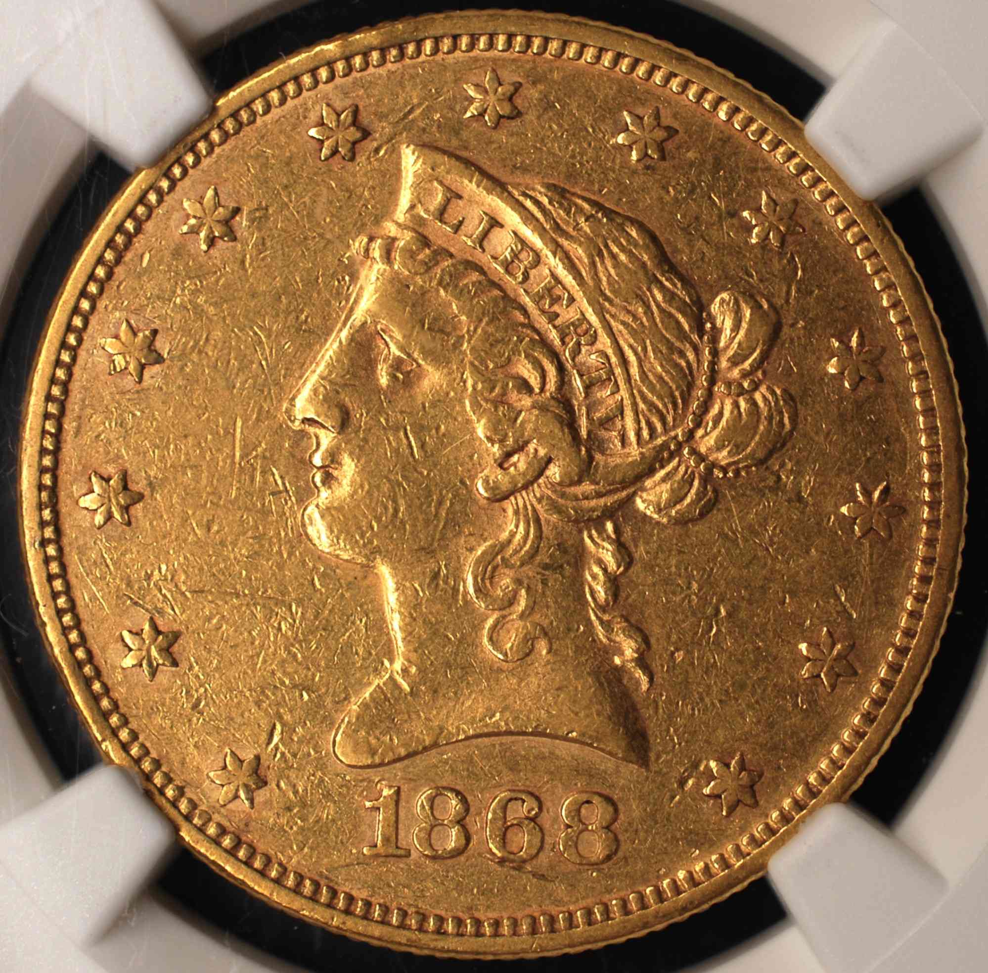 1868-Liberty-Gold-Eagle,-NGC-Graded