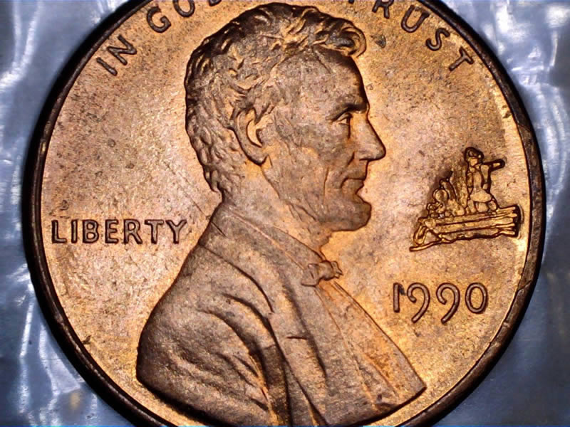 1990-Lincoln-Cent-Counterstamped-Obverse-Washington-Crossing-The-Delaware