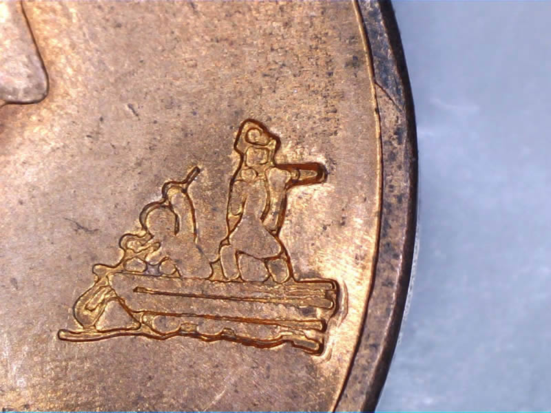 1990-Lincoln-Cent-Counterstamped-Obverse-Washington-Crossing-The-Delaware