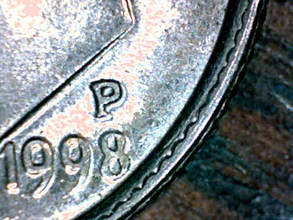 1998-P-Dime---2-Sets-Of-Reeding-Around-The-Rim