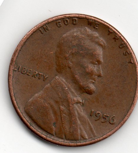 1956-Penny,-Lincoln-Wearing-2-Bow-Ties..is-This-A-Die-Chip?