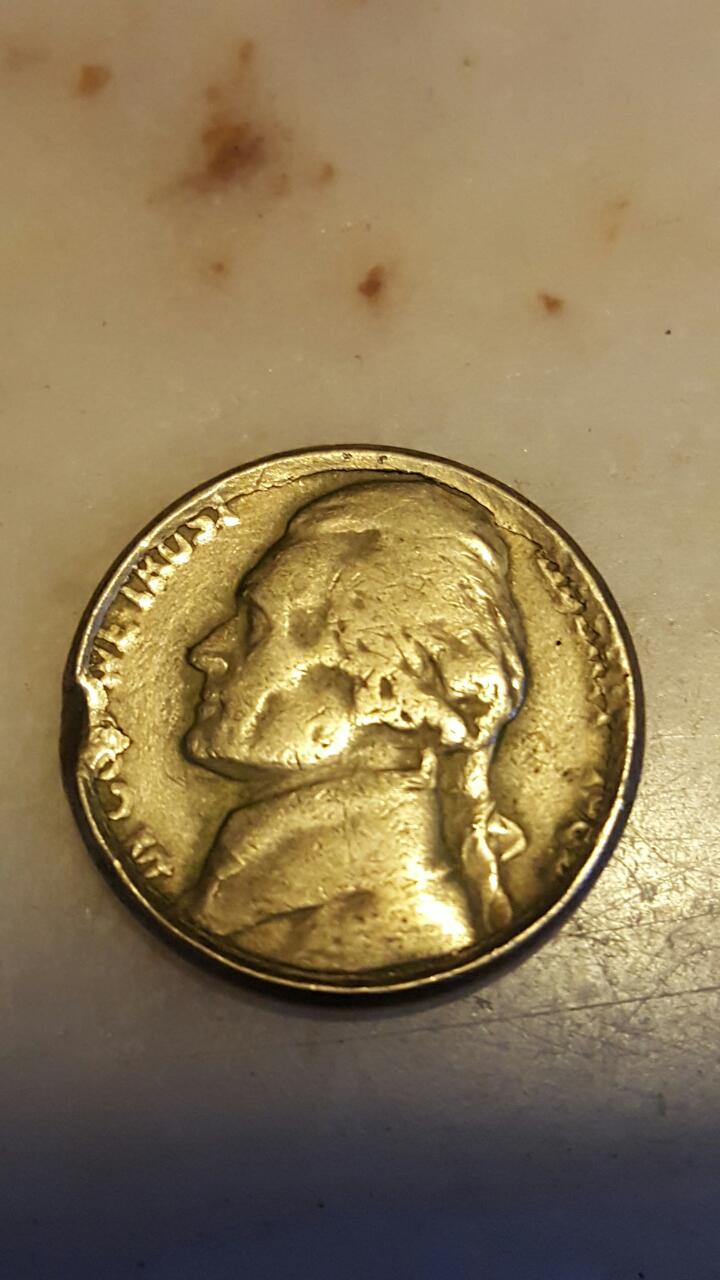 1964?-Jefferson-Nickel-With-Very-Strange-Defects/Damage?
